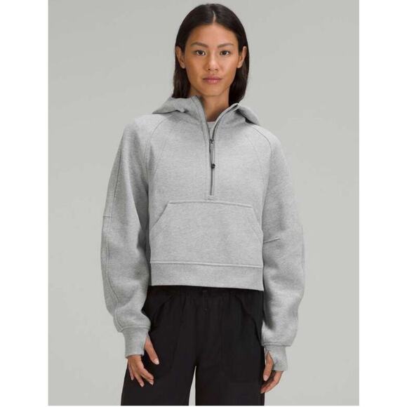 Lululemon Oversized 1/2 Zip Cropped Scuba Hoodie in Gray - size M/L - Picture 1 of 10